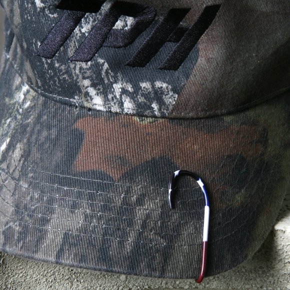 TPH Camo Baseball Cap with Fishing Hook Pin on Bill Adjustable - Picture 2 of 9